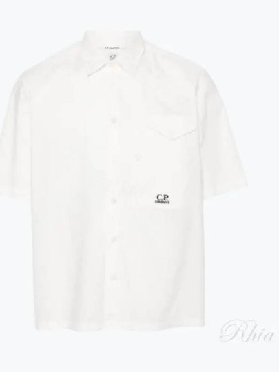 Cotton Popeline Short Sleeve Shirt White - CP COMPANY - BALAAN 2