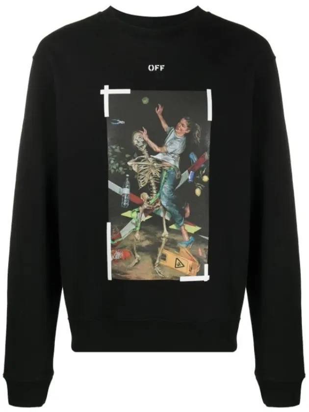 Pascal Print Slim Sweatshirt Black - OFF WHITE - BALAAN 1