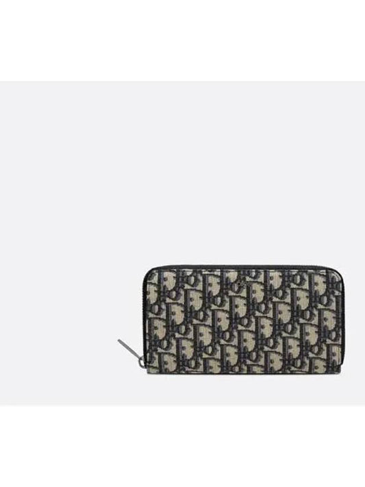 Oblique Jacquard Zipper Long Wallet Black Beige - DIOR - BALAAN 2