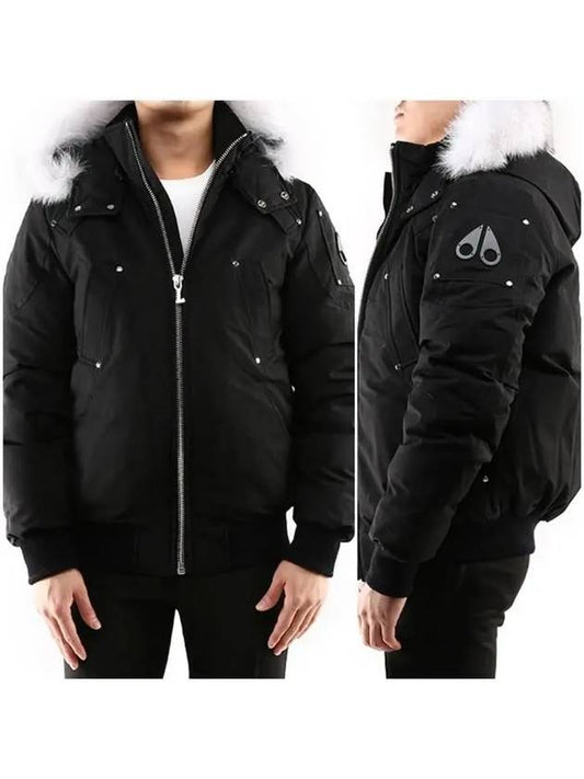 Men's Ballistic Bomber Jacket White Fox Fur Black - MOOSE KNUCKLES - BALAAN 2