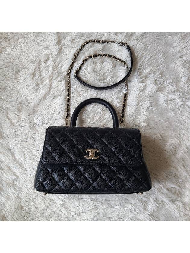 Coco Handle Caviar Gold Small Tote Bag Black - CHANEL - BALAAN 3