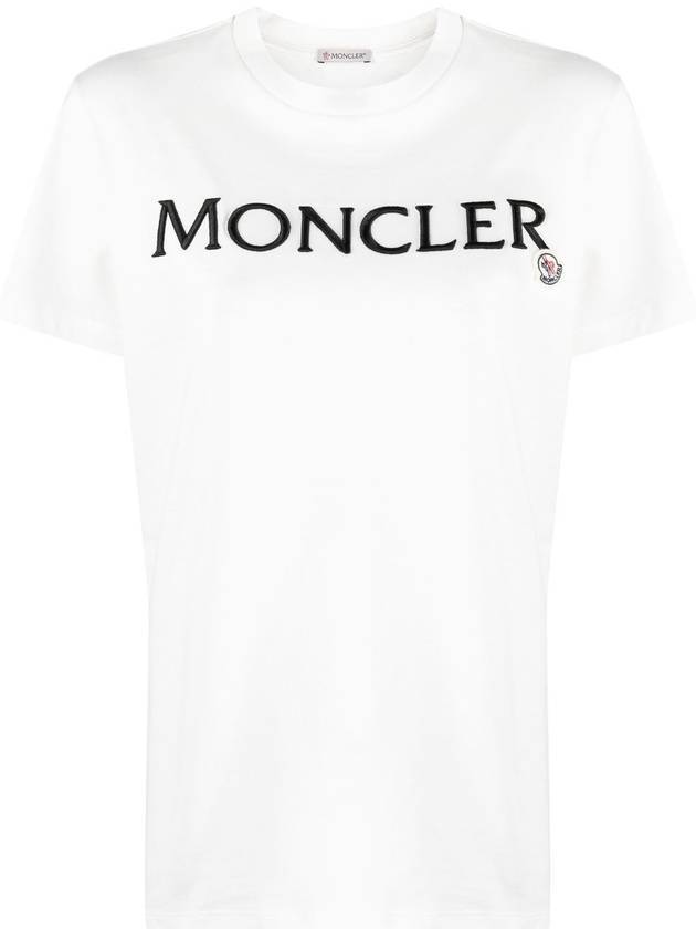 Embroidered Logo Cotton Short Sleeve T-Shirt White - MONCLER - BALAAN 1