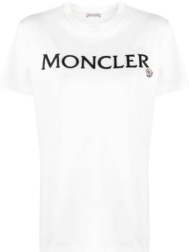 Embroidered Logo Cotton Short Sleeve T-Shirt White - MONCLER - BALAAN 1