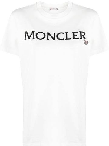 Embroidered Logo Cotton Short Sleeve T-Shirt White - MONCLER - BALAAN 1