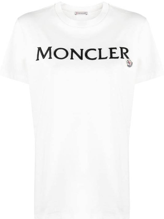 Embroidered Logo Cotton Short Sleeve T-Shirt White - MONCLER - BALAAN 1