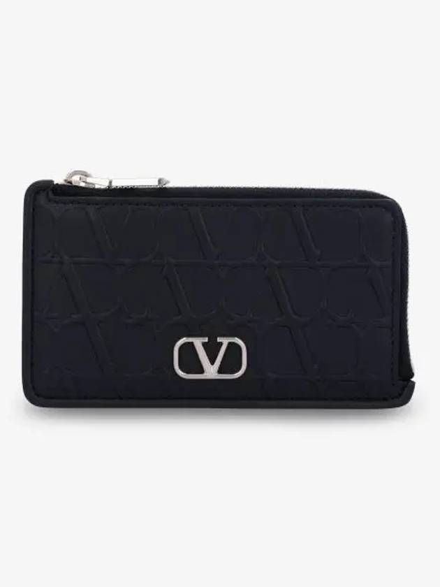 Twal Iconograph Zipper Card Case Black 4W2P0Z40IQU0NO - VALENTINO - BALAAN 1