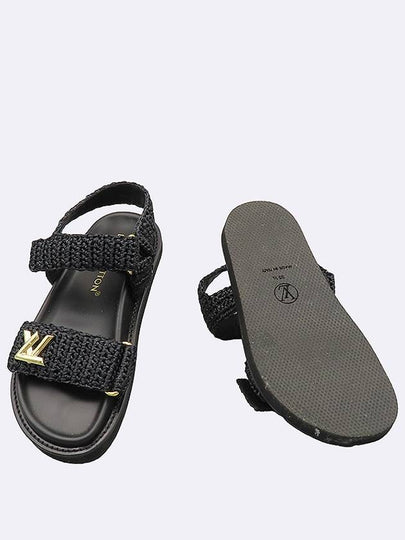 Louis Vuitton 1ABGR5 Black Color Leather LV Logo Twist Women s Sandals 35 - LOUIS VUITTON - BALAAN 2