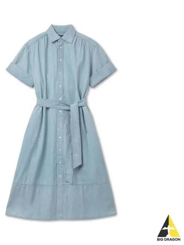 W Cotton Chambray Shirt Dress Blue - POLO RALPH LAUREN - BALAAN 1