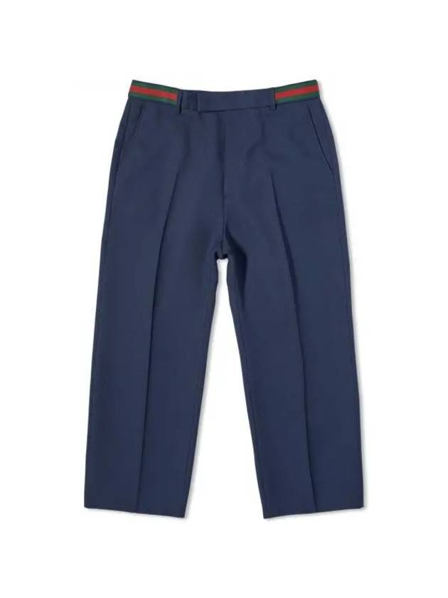 Fluid Drill Web Detail Straight Pants Navy - GUCCI - BALAAN 1