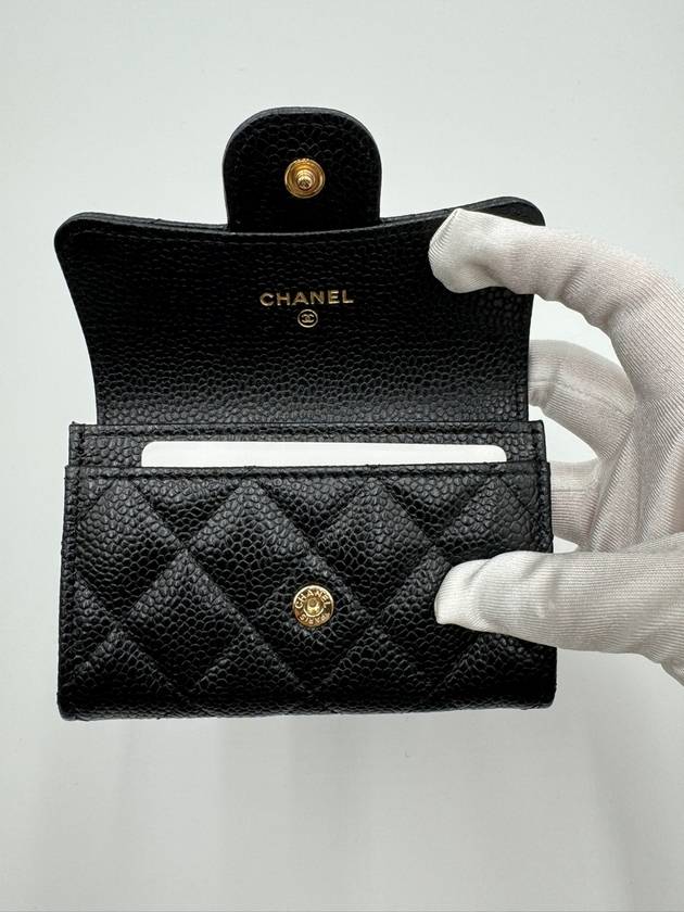 Classic Grained Calfskin Card Wallet Black - CHANEL - BALAAN 4