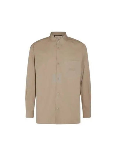 Heavy Cotton Poplin Long Sleeve Shirt Beige - GUCCI - BALAAN 2