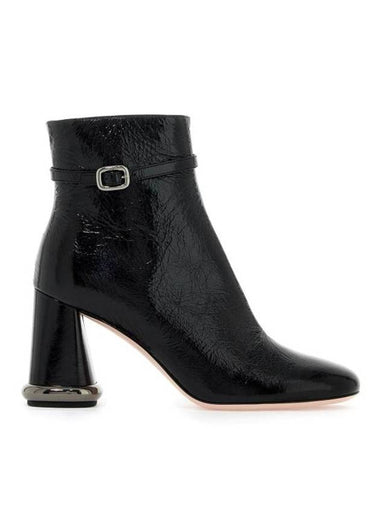 Viv' Podium Crinkle Effect Leather Middle Boots Black - ROGER VIVIER - BALAAN 1