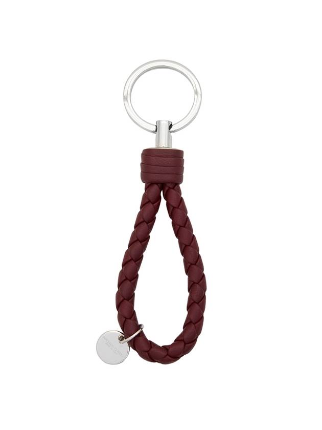 Intrecciato Leather Key Holder Burgundy - BOTTEGA VENETA - BALAAN 1