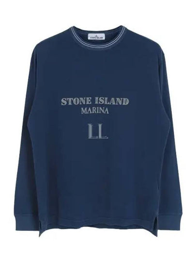 Logo Print Cotton Sweatshirt Blue - STONE ISLAND - BALAAN 2