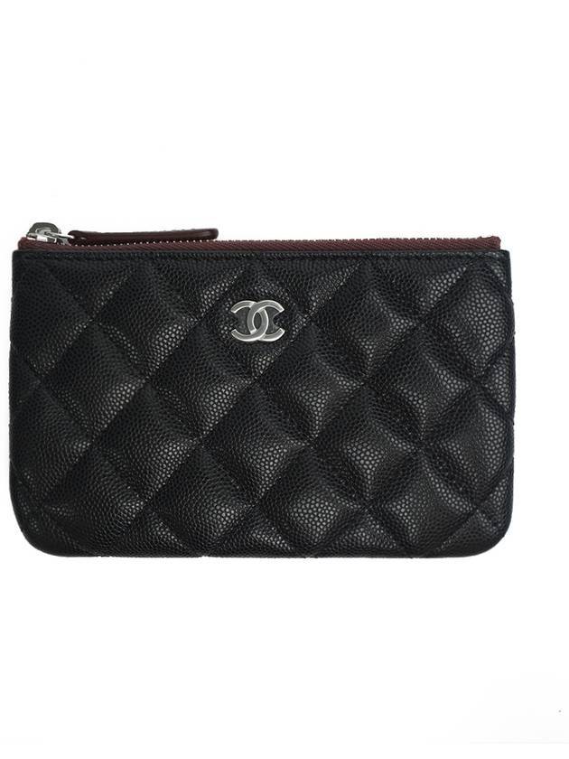 Silver CC Logo Small Calfskin Pouch Bag Black - CHANEL - BALAAN 1