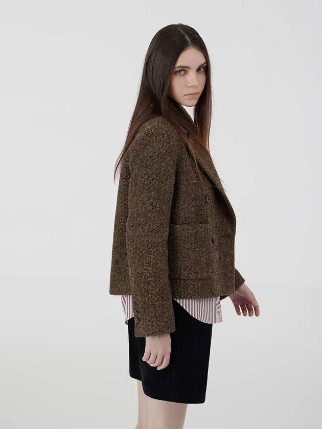 Short herringbone double jacket brown - VOYONN - BALAAN 11