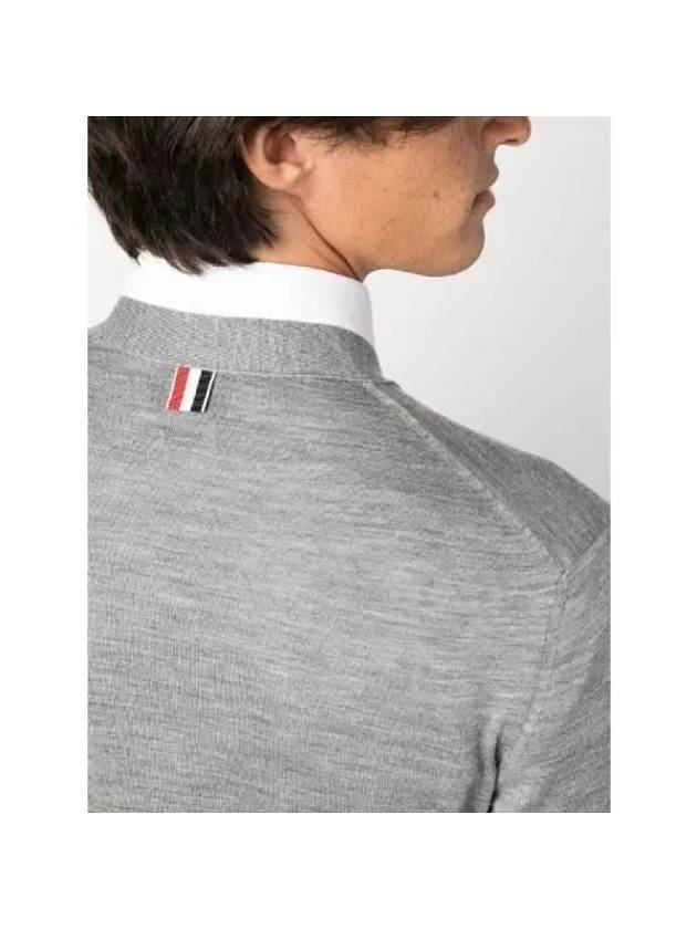 Men's Jersey Stitch V-Neck Cardigan Light Grey - THOM BROWNE - BALAAN 6