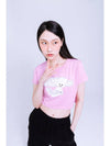 Retro Rabbit Crop T Shirt Pink - NAAIEEN - BALAAN 2