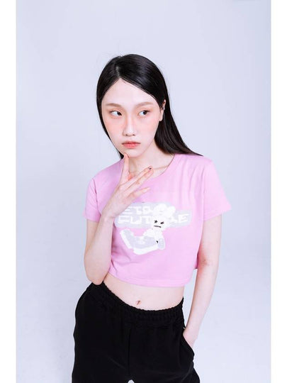 Retro Rabbit Crop T Shirt Pink - NAAIEEN - BALAAN 2