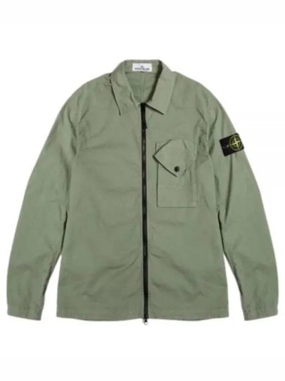 Stretch Cotton Gabardine Overshirt Jacket Green - STONE ISLAND - BALAAN 2