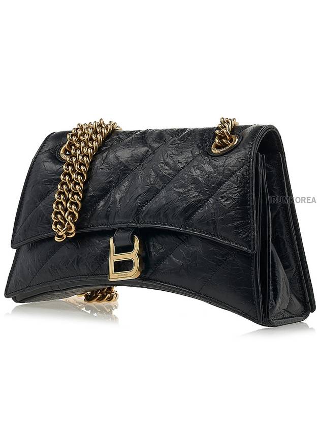 Women's Crush Logo Gold Chain Small Shoulder Bag Black - BALENCIAGA - BALAAN 3