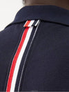 Men's Cotton Pique Center Bag Striped Short Sleeve Polo Shirt  Navy - THOM BROWNE - BALAAN 4