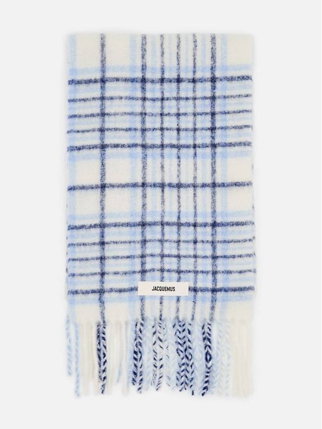 L’echarpe Carro Le Chouchou Jacquard Check Scarf Light Blue - JACQUEMUS - BALAAN 2