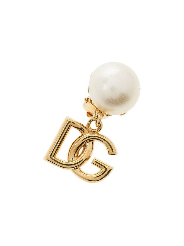 logo charm pearl earrings gold - DOLCE&GABBANA - BALAAN.