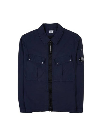 Lens Wappen Double Pocket Over Long Sleeve Shirt Navy - CP COMPANY - BALAAN 1