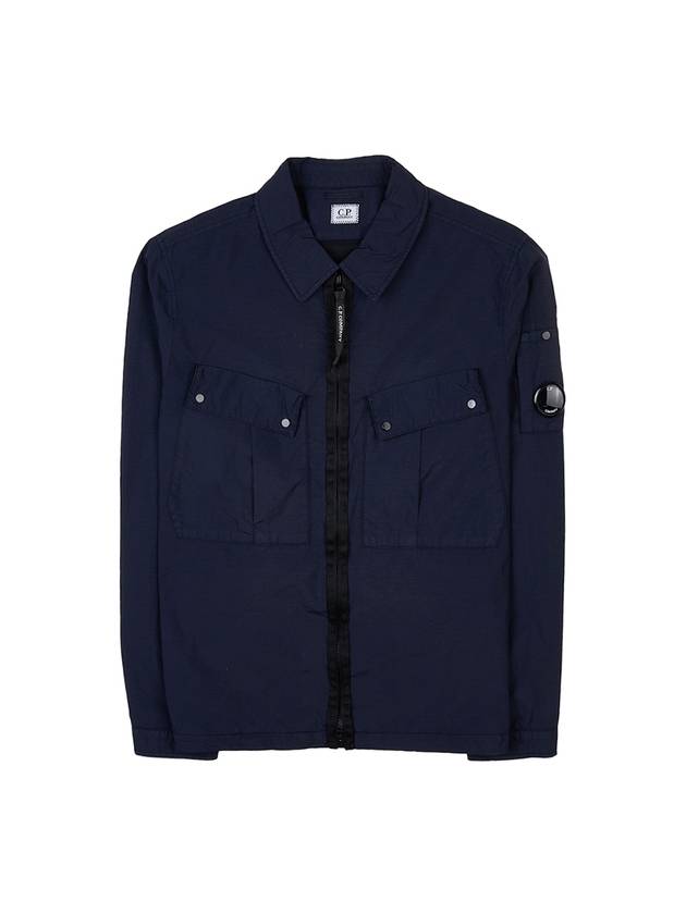 Lens Wappen Double Pocket Over Long Sleeve Shirt Navy - CP COMPANY - BALAAN 2