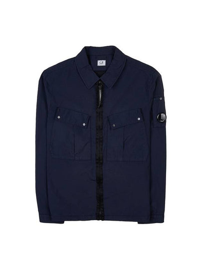 Lens Wappen Double Pocket Over Long Sleeve Shirt Navy - CP COMPANY - BALAAN 2