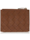 Intrecciato Small Leather Half Wallet Wood - BOTTEGA VENETA - BALAAN 4