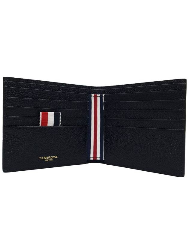 Pebble Grain Leather Half Wallet Black - THOM BROWNE - BALAAN 5