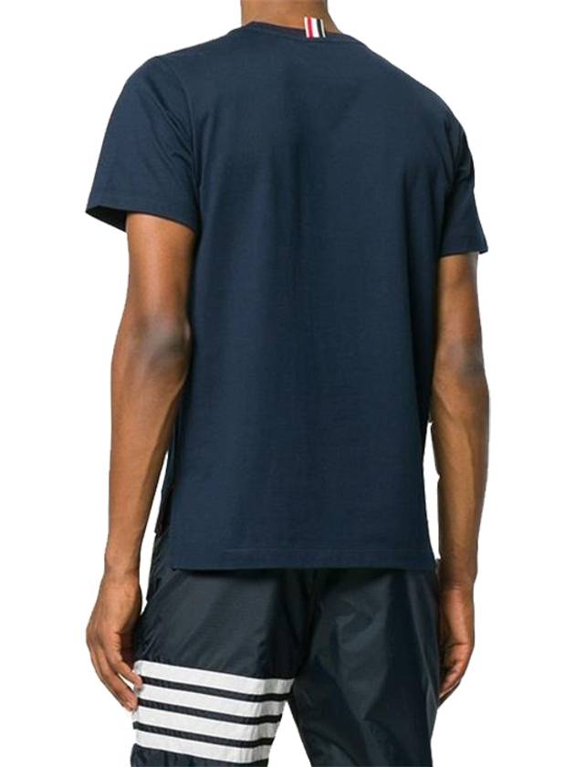 Men's Side Slit Relaxed Short Sleeve T-Shirt Navy - THOM BROWNE - BALAAN 6