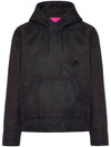 Men's Chest Studded Nylon Hoodie Black - VALENTINO - BALAAN 1