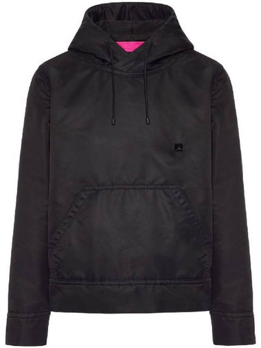 Men's Chest Studded Nylon Hoodie Black - VALENTINO - BALAAN 1