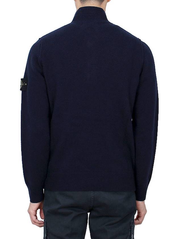 Wappen Patch Half Button Lambswool Knit Top Navy - STONE ISLAND - BALAAN 5