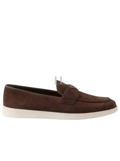 Triangle Logo Suede Loafers Dark Brown - PRADA - BALAAN 2