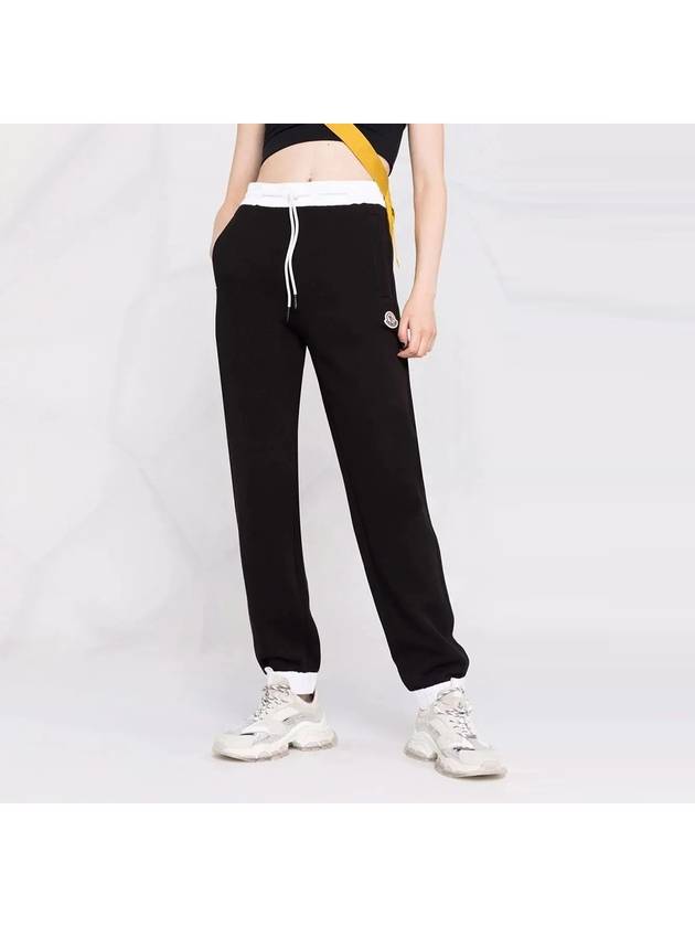 Women's Contrast Trim Drawstring Jogger Track Pants Black - MONCLER - BALAAN 7