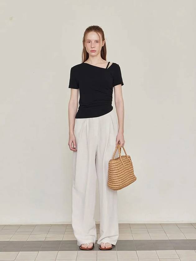 Linen Pintuck Wide Slacks Ivory - LESEIZIEME - BALAAN 6