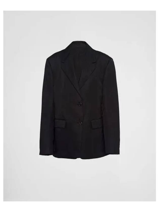 Single Breasted Nylon Blazer Jacket Black - PRADA - BALAAN 2