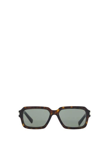 Engraved Logo Square Frame Sunglasses Brown - SAINT LAURENT - BALAAN 1