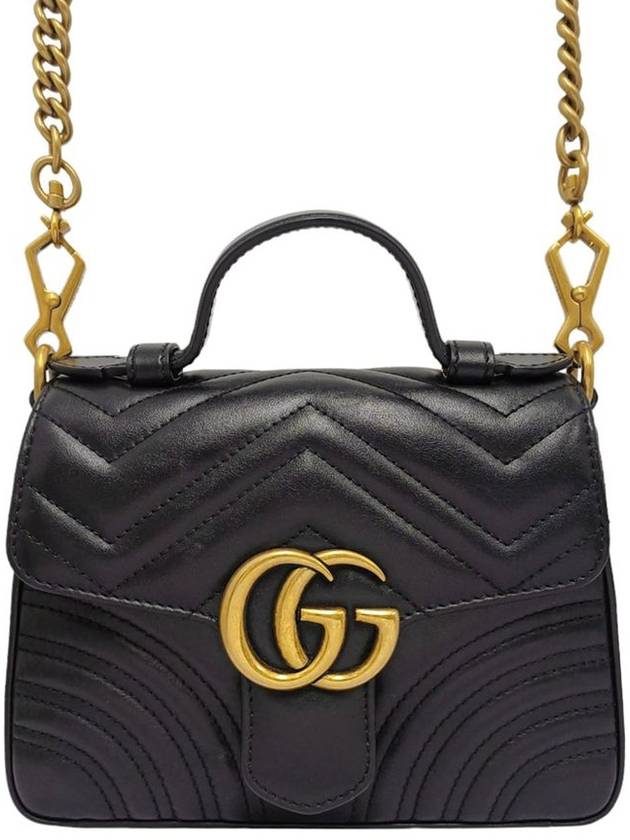 Women s 547260 GG Marmont Black Matelasse Mini Top Handle Tote Bag Strap - GUCCI - BALAAN 1