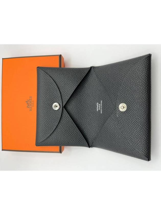 Calvi Absong Palladium Hardware Card Wallet Black - HERMES - BALAAN 2