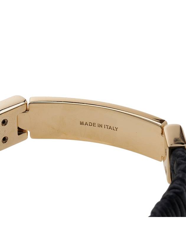 Women's Gold Logo Nappa Leather Bracelet Black - MIU MIU - BALAAN 8