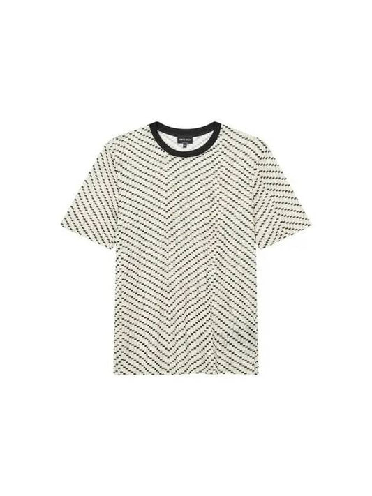 Men s Zigzag Pattern Silk T Shirt Light Yellow - GIORGIO ARMANI - BALAAN 1