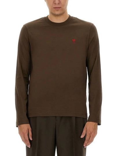 De Coeur Regular Fit Long Sleeve T-Shirt Brown - AMI - BALAAN 2