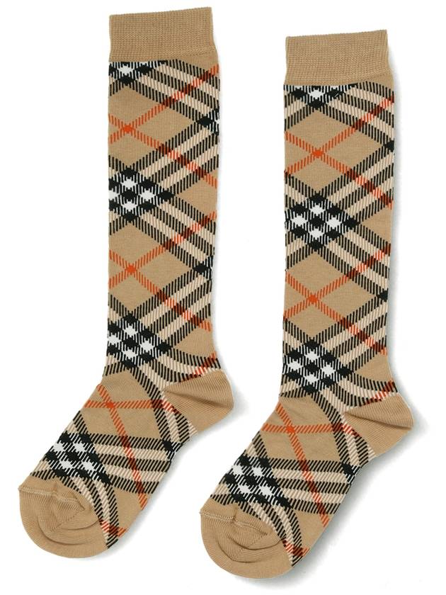 Kids Check Cotton Blend Sock Sand - BURBERRY - BALAAN 2