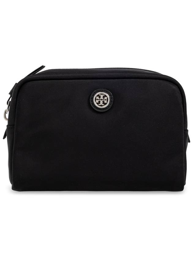 Tory Burch Cosmetic Bag With Logo-shaped Appliqué, Women's, Black - TORY BURCH - BALAAN 1