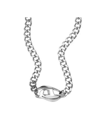 Oval D Pendant Chain Necklace Silver - DIESEL - BALAAN 1